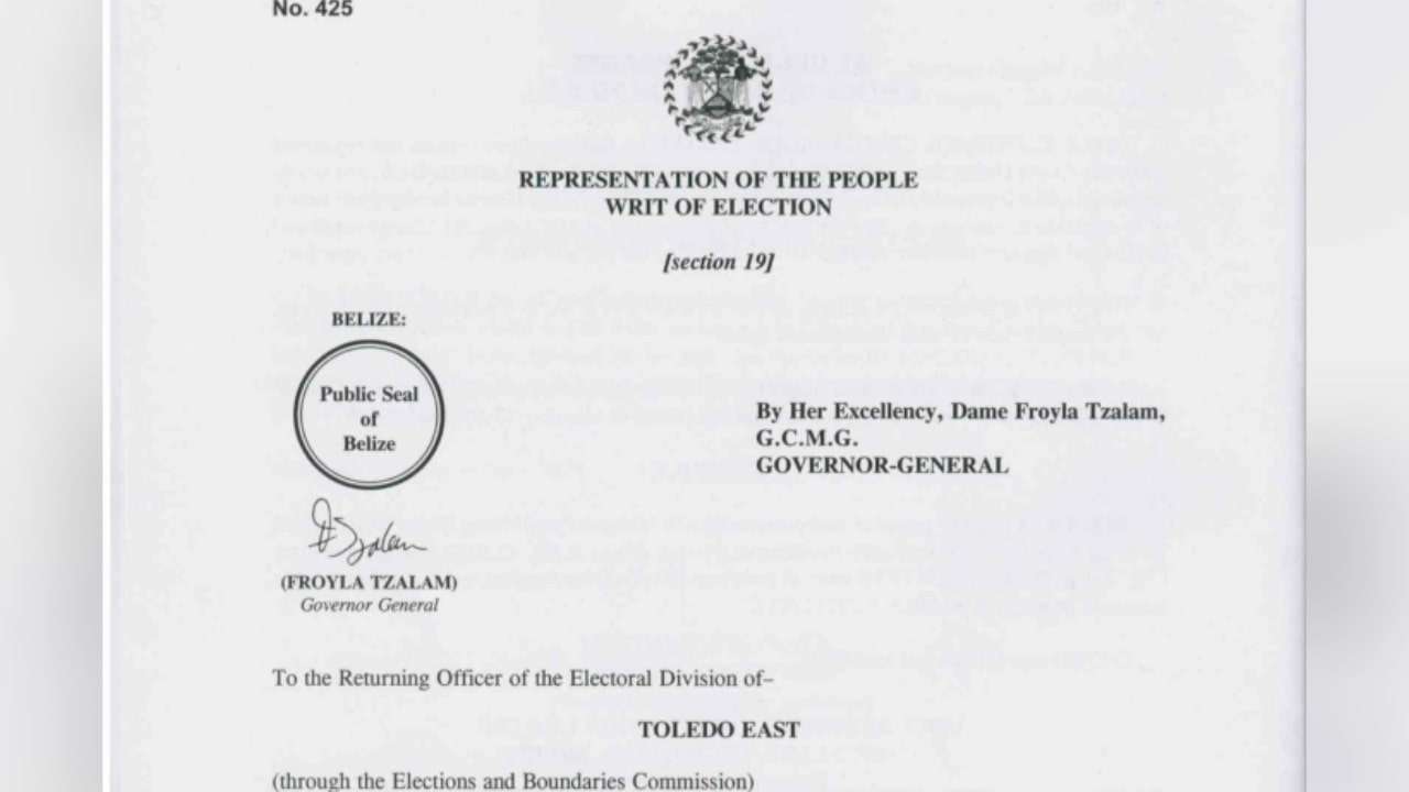 Governor General Declares Dates for Toledo East Bi-Election; Nomination Day Set for July 2
