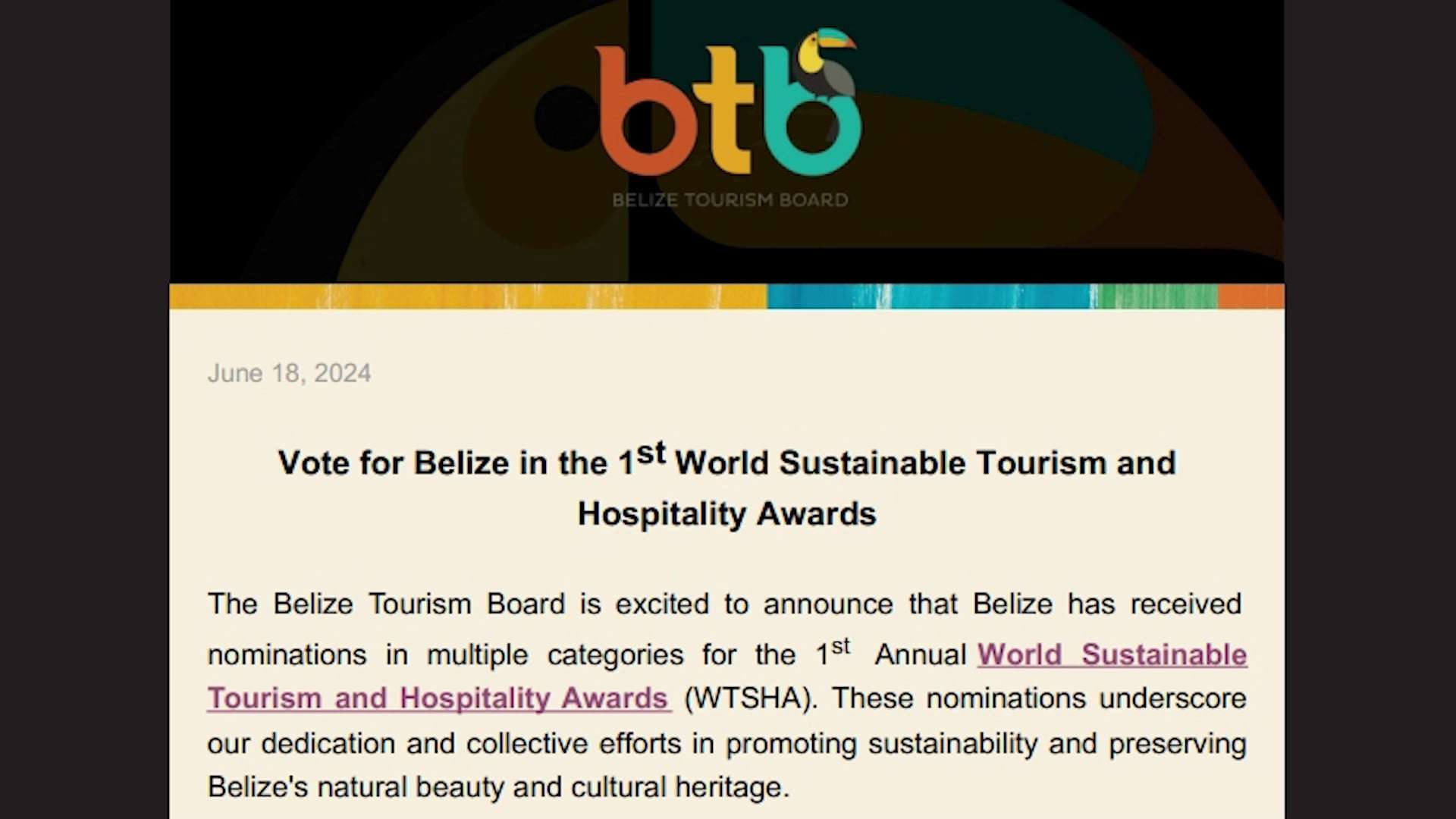 Last Day to Vote in World Sustainable Tourism and Hospitality Awards