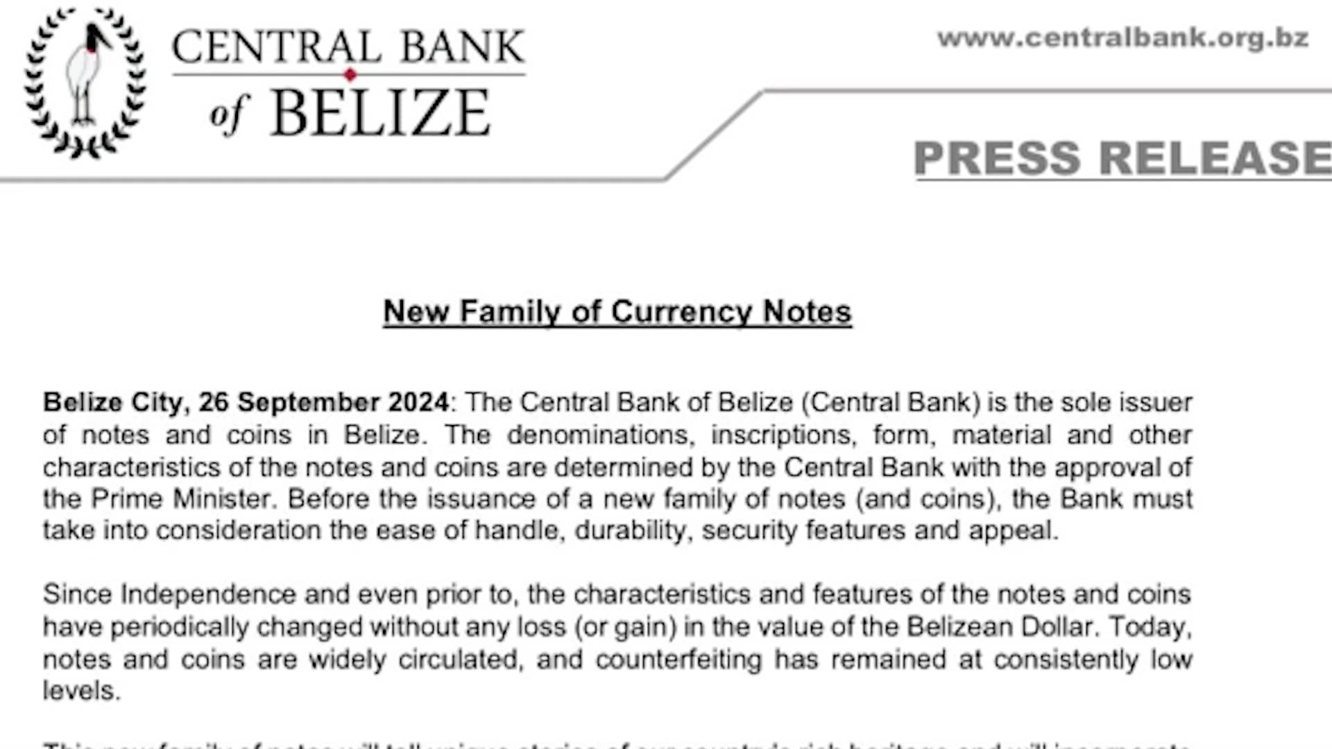 Central Bank of Belize Calms Fears Over Currency Devaluation Amid New Design Plans