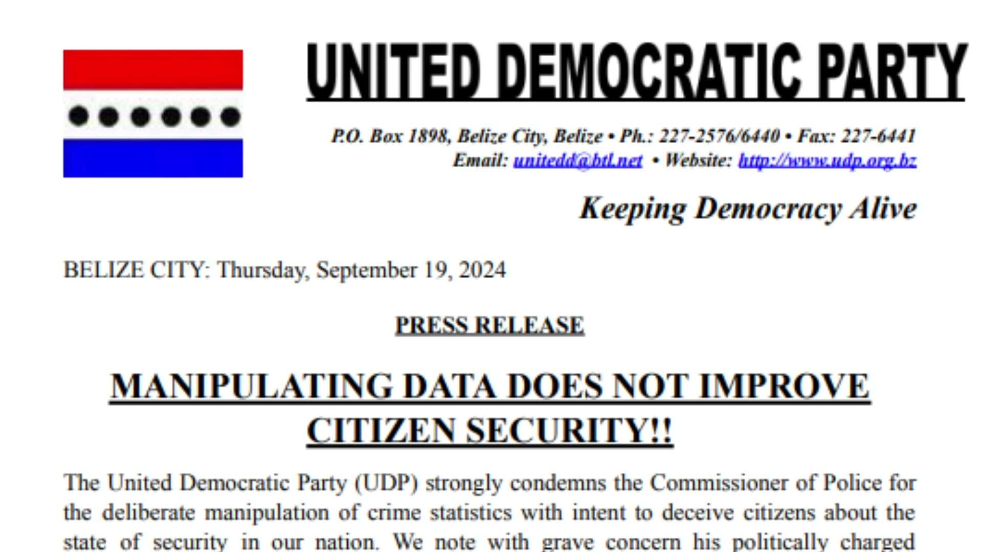 UDP Accuses Commissioner of Police of Manipulating Crime Statistics Amid Rising Murder Rate