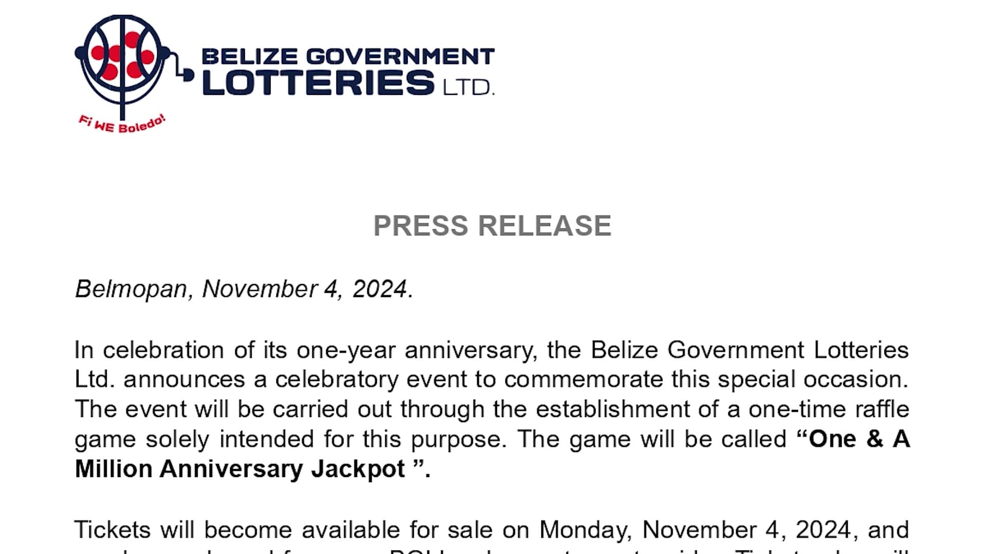 PM Briceno Promotes Government’s One-and-a-Million Lottery to Support National Health Insurance