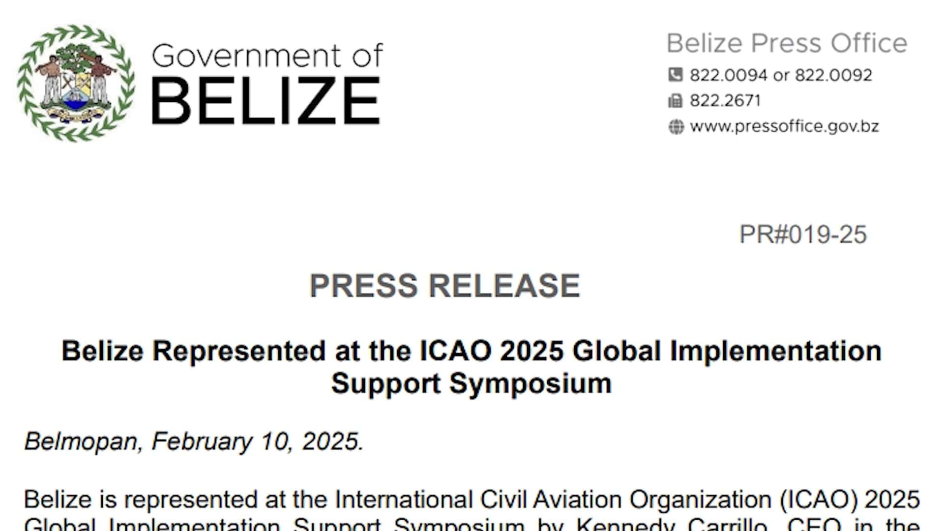 Belize Seeks Seat on ICAO Council at Global Aviation Symposium