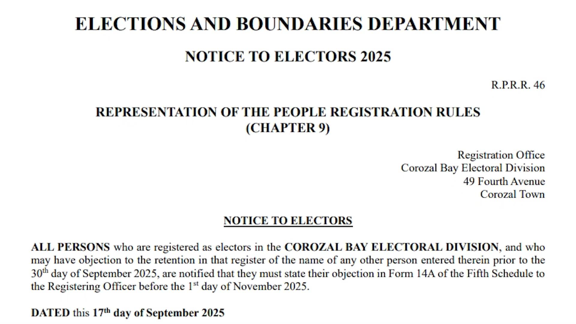 Elections Department Reminds Voters to Review and Object to List Where Necessary