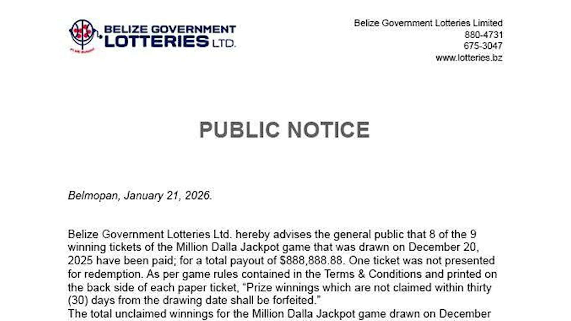 Unclaimed $111K Million Dalla Jackpot Prize to Be Donated to Charity